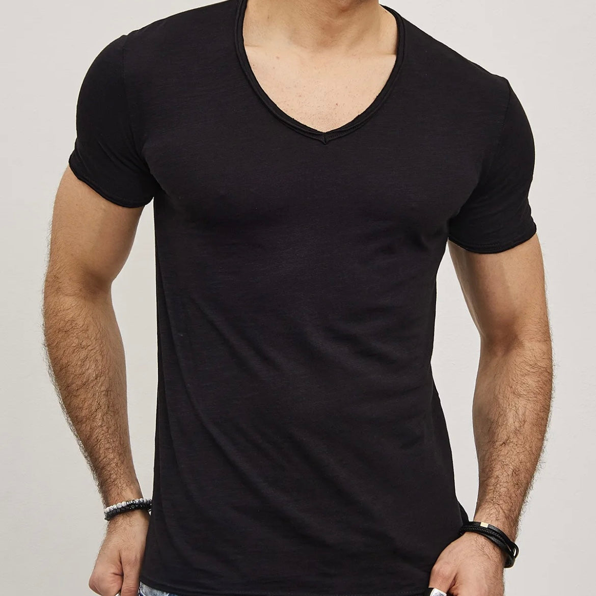 T-shirt Y.Two Col V F037 Noir