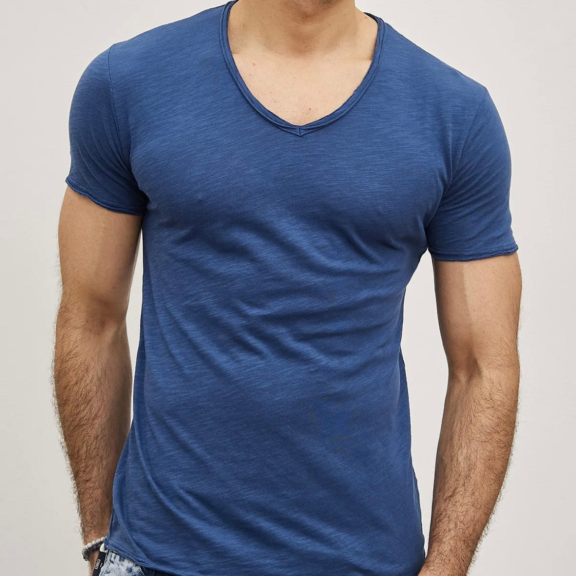T-shirt Y.Two Col V F037 Jeans Blue