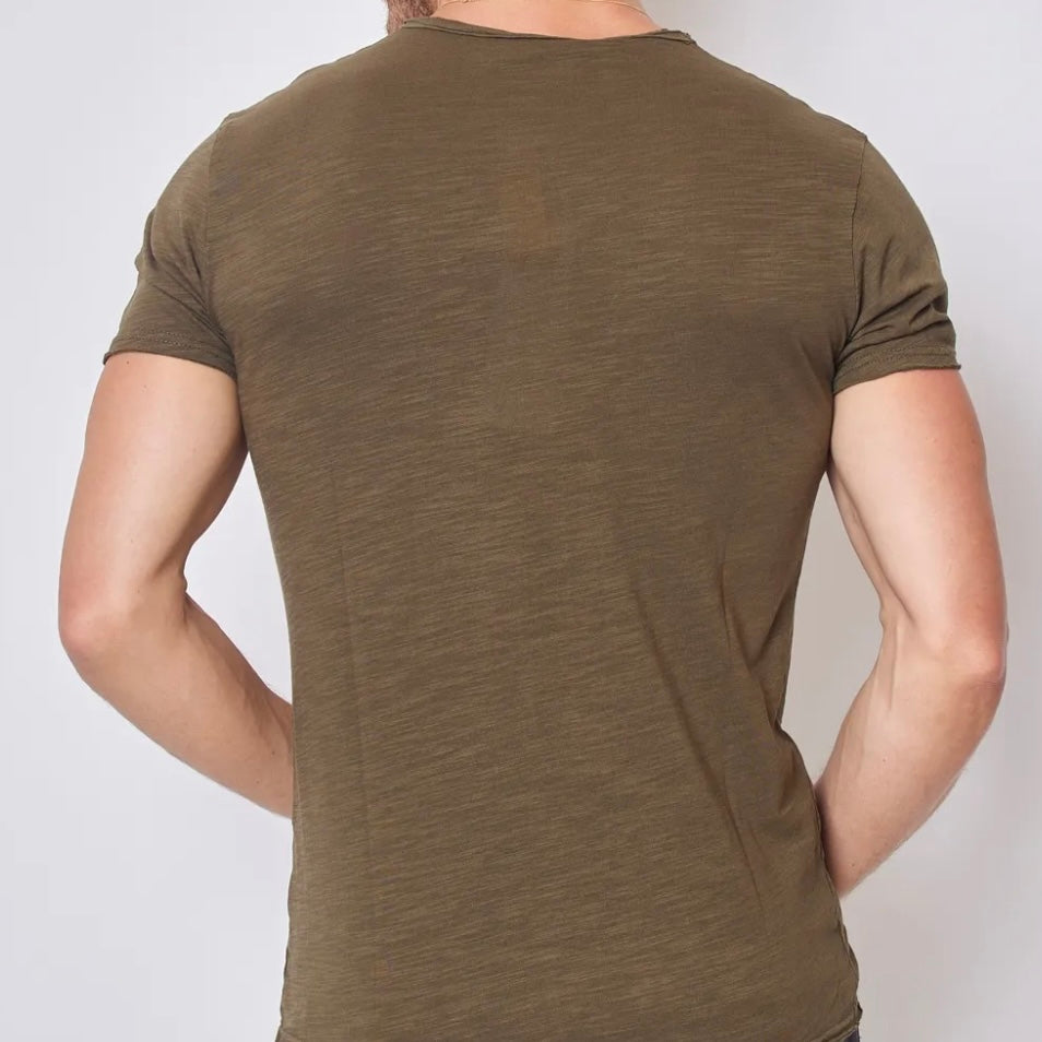 T-shirt Y.Two Col Rond F038 Kaki