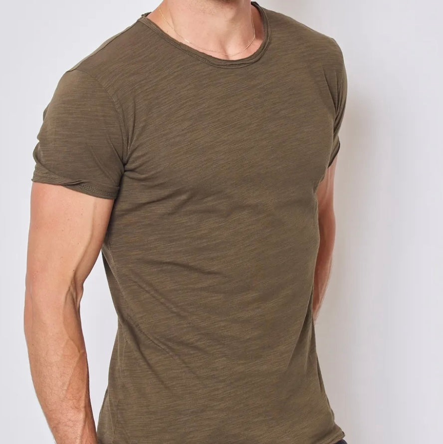 T-shirt Y.Two Col Rond F038 Kaki