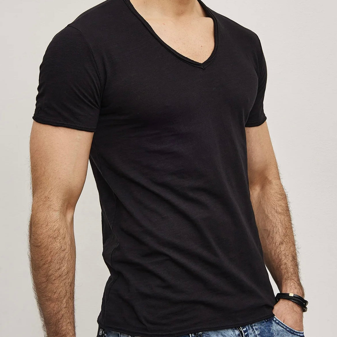 T-shirt Y.Two Col V F037 Noir
