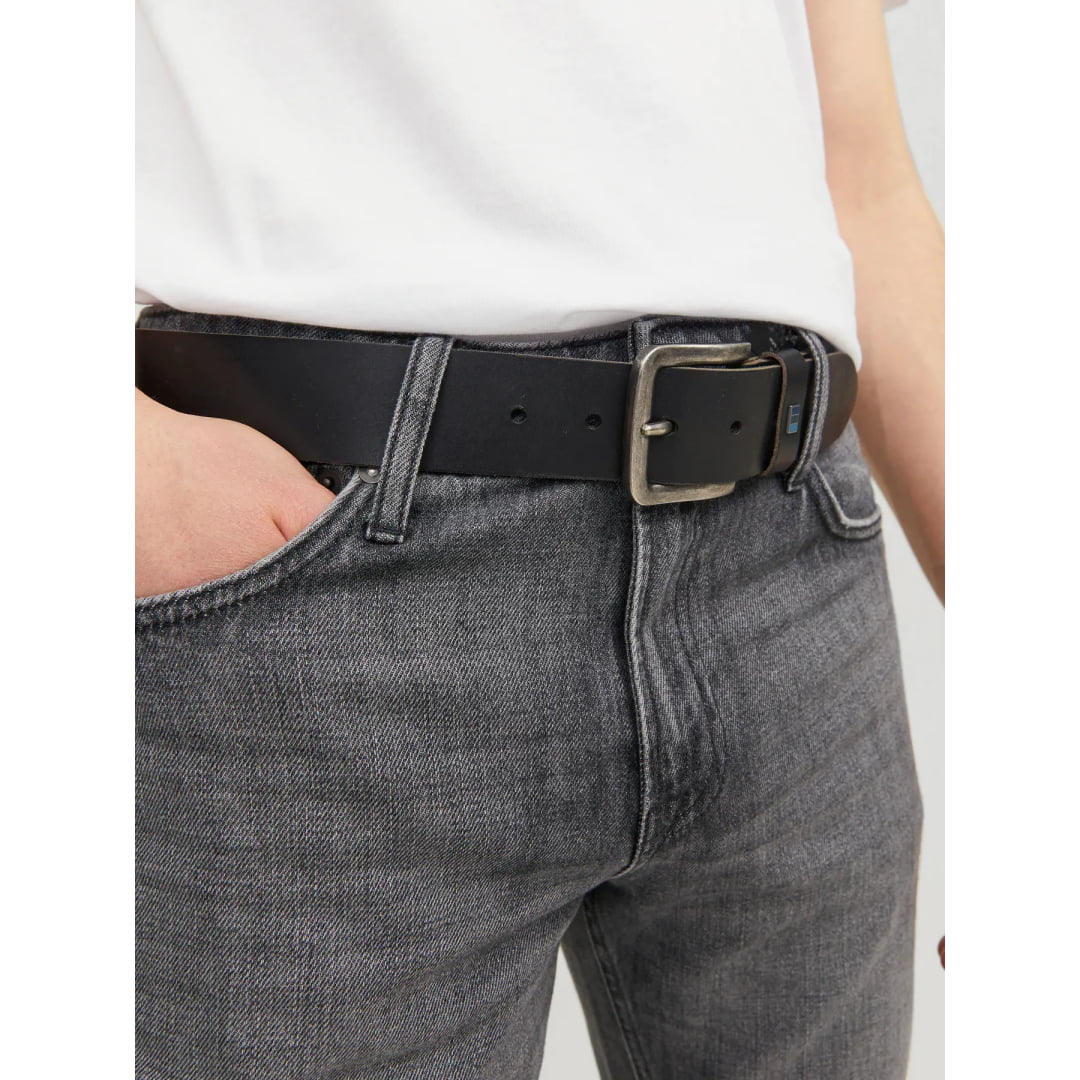 Ceinture Jack & Jones JACFLAG Leather 4CM Black Jacflag 4cm