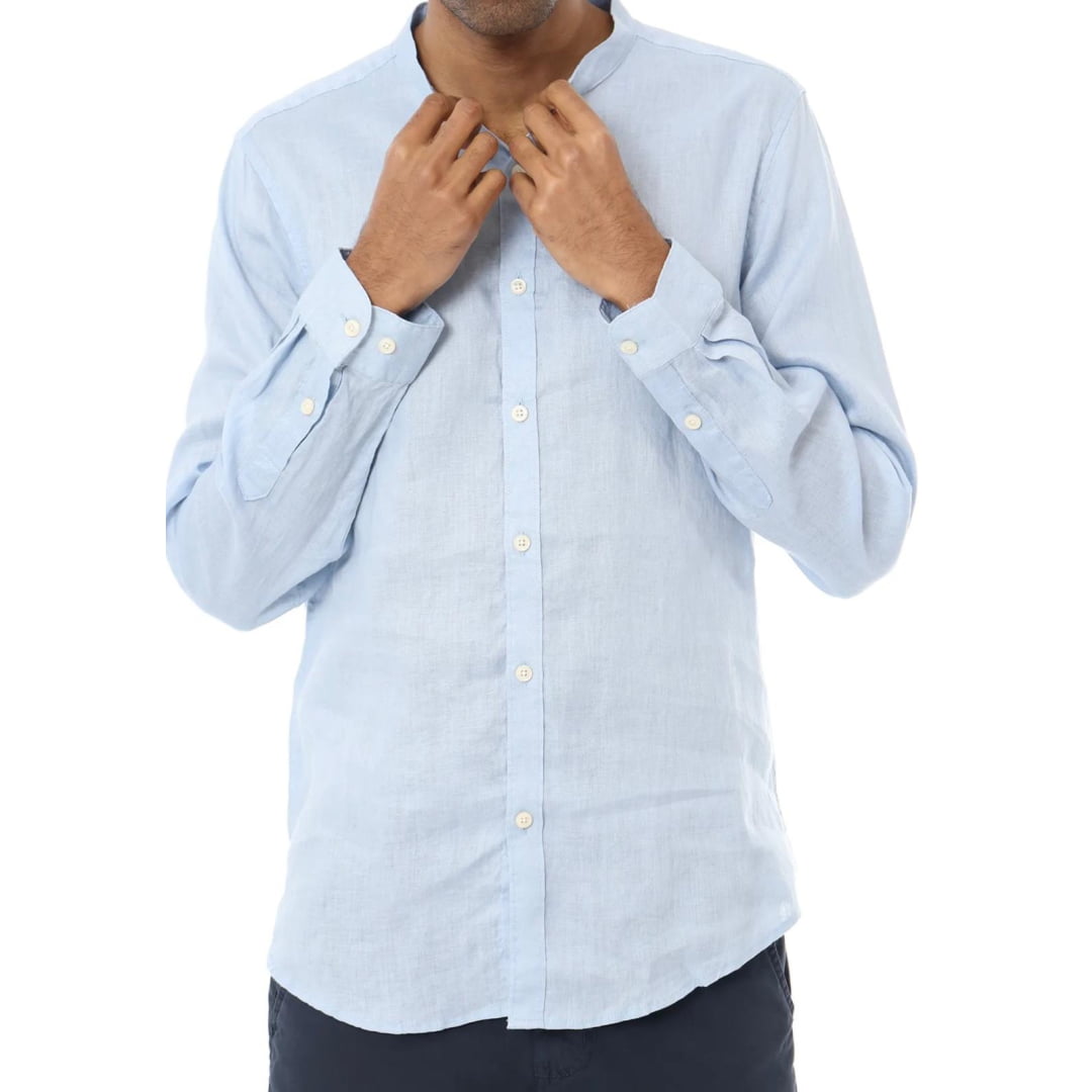 Chemise en Lin Noos Col Mao Bleu Ciel - En Insidshop Sos