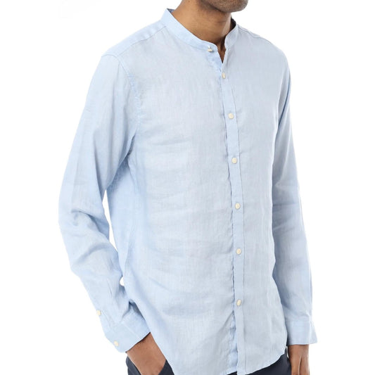 Chemise en Lin Noos Col Mao Bleu Ciel - En Insidshop Sos