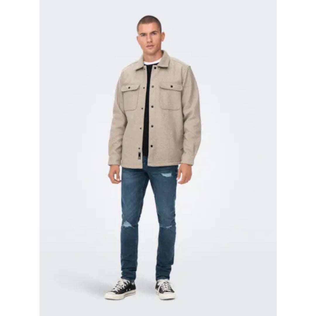 Chemise Only & Sons Onsash Woolen Look Pocket Chinchilla