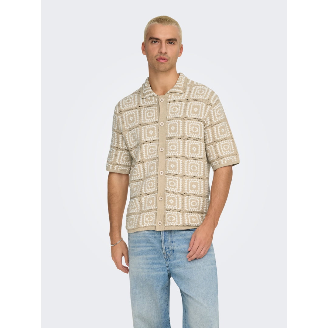 Chemise Only & Sons Onsbart Knit RLX 5 SS Silver Lining