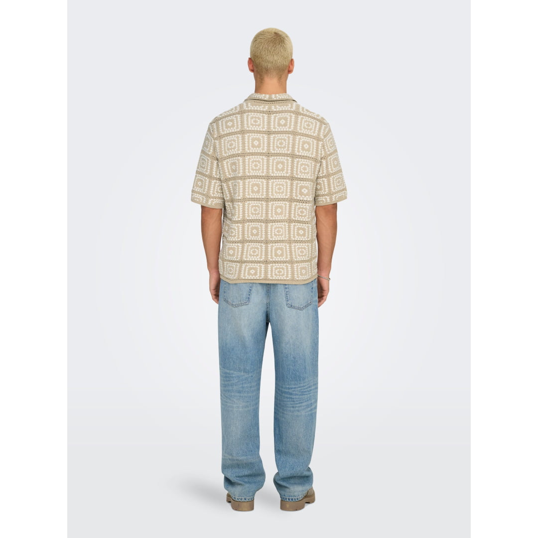 Chemise Only & Sons Onsbart Knit RLX 5 SS Silver Lining
