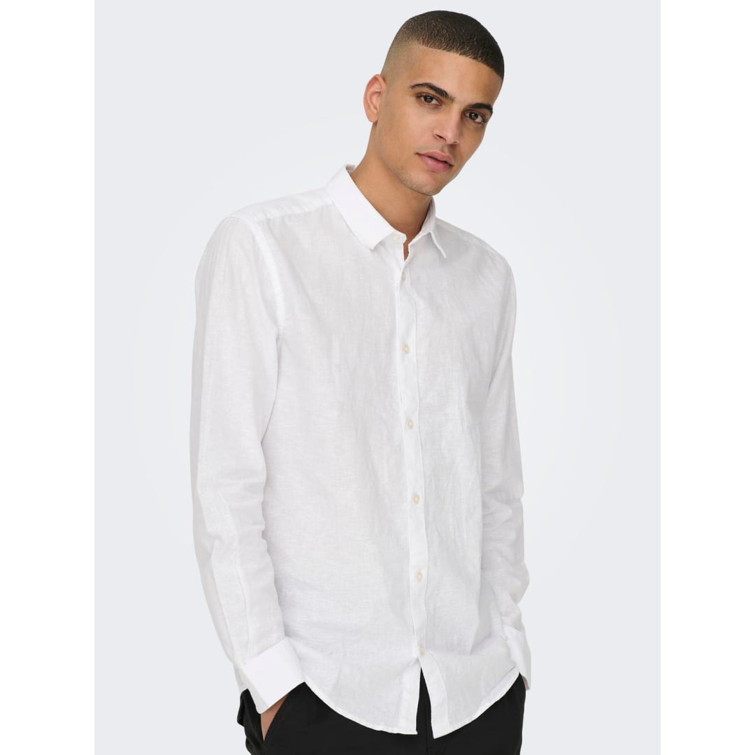 Chemise Only & Sons Onscaiden Life Linen Col Mao White