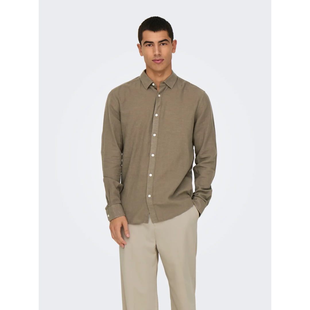 Chemise Only & Sons Onscaiden Life Solid Linen Fossil