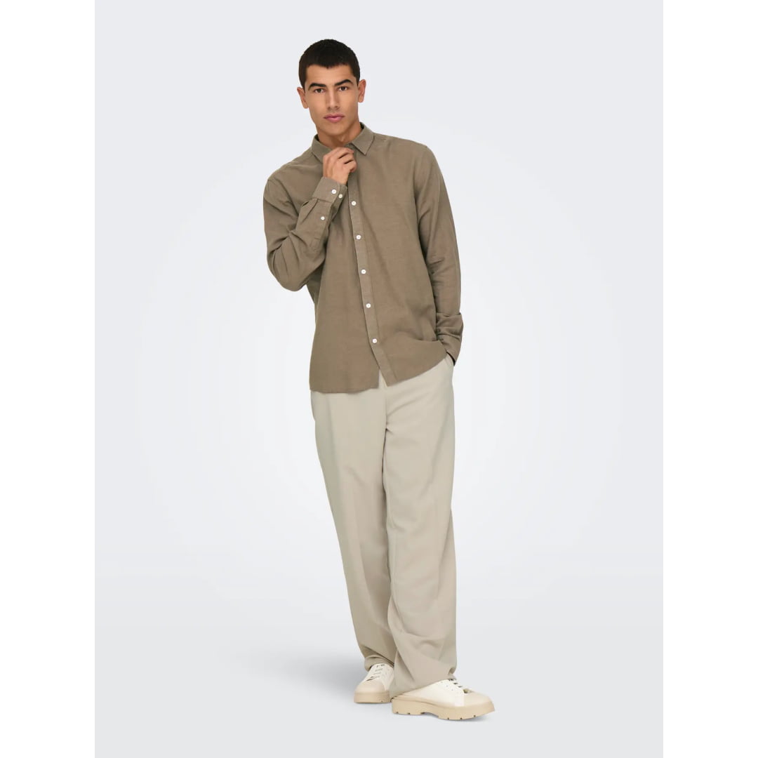 Chemise Only & Sons Onscaiden Life Solid Linen Fossil
