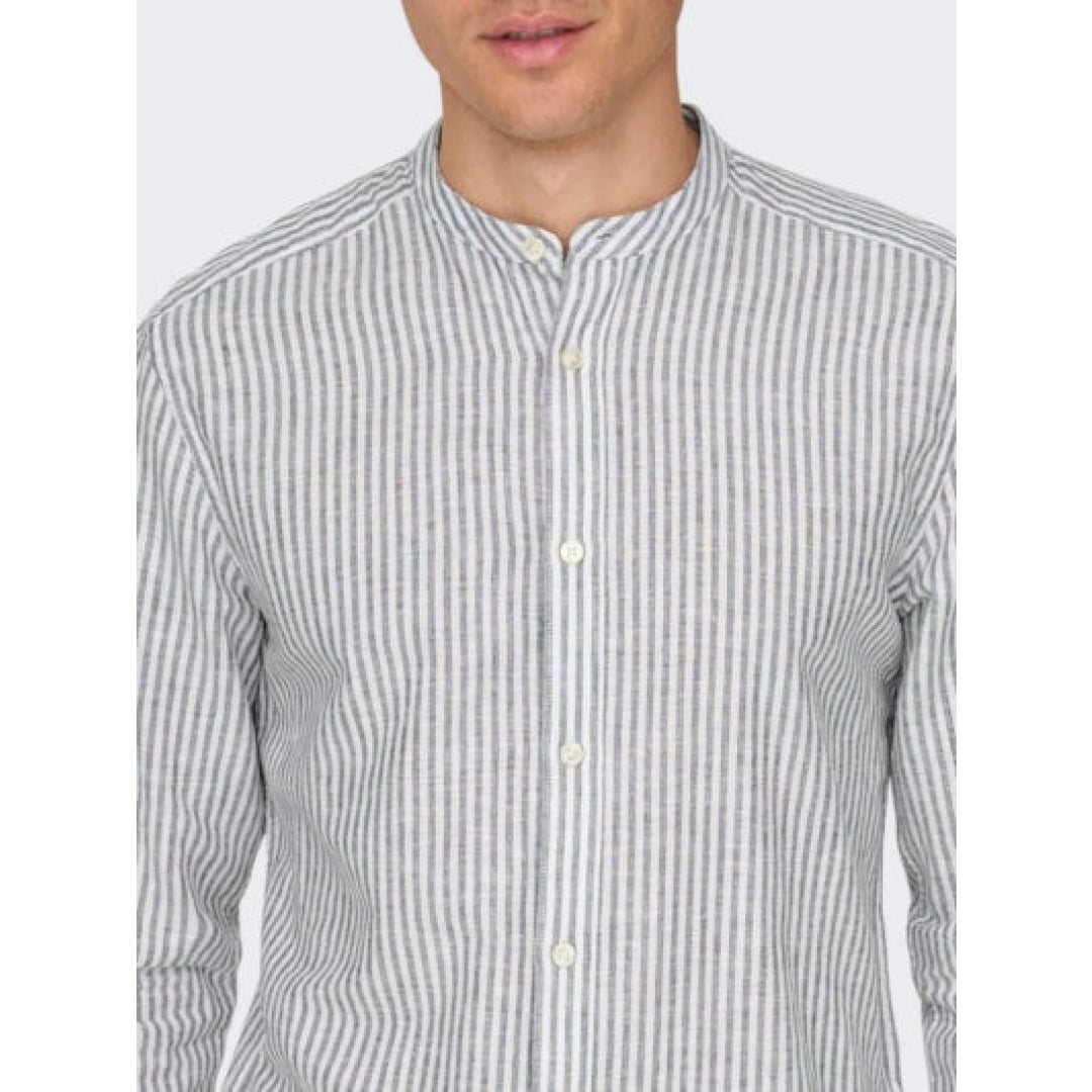 Chemise Only & Sons Onscaiden Life Stripe Linen Mao Dark