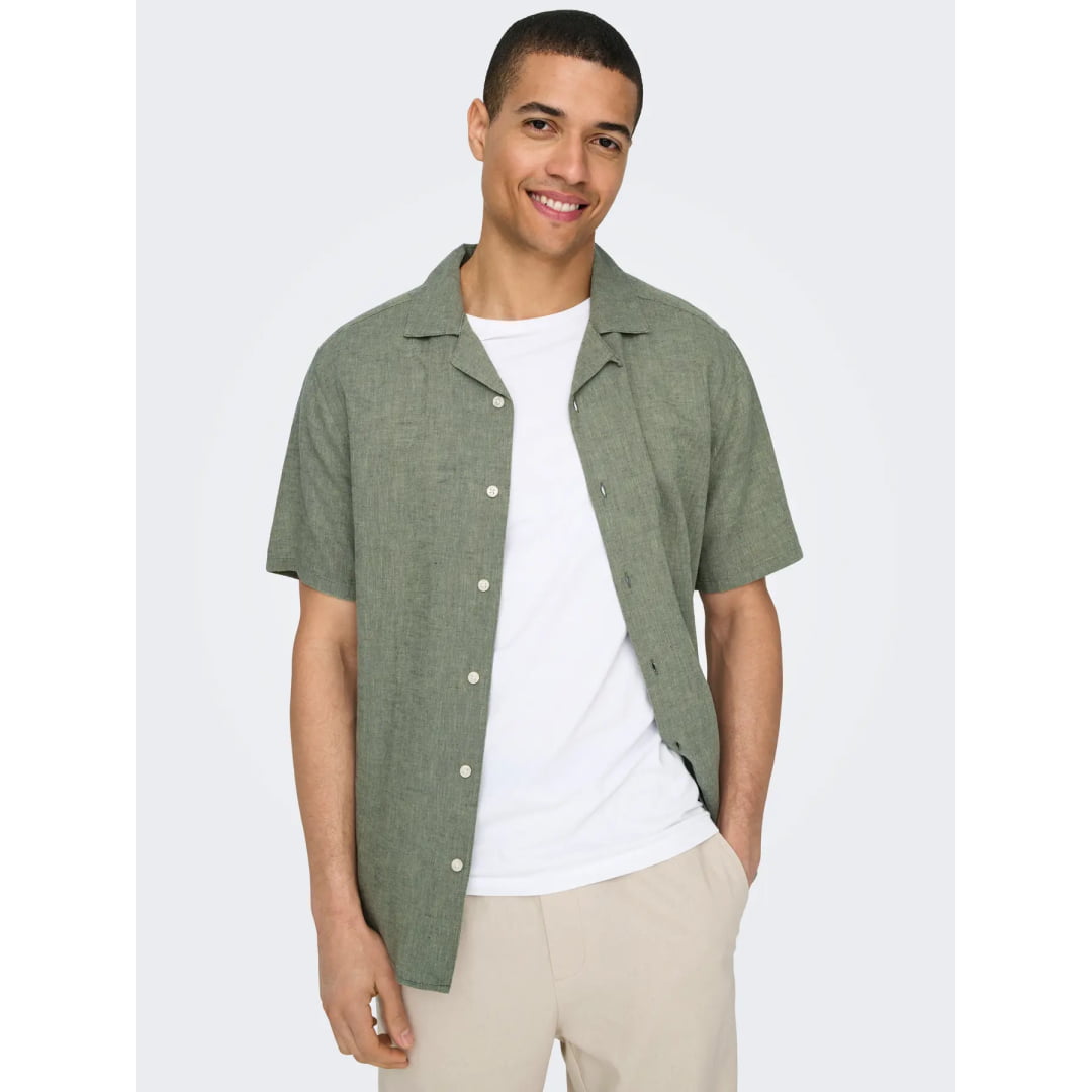 Chemise Only & Sons Onscaiden SS Life Linen Swamp - White