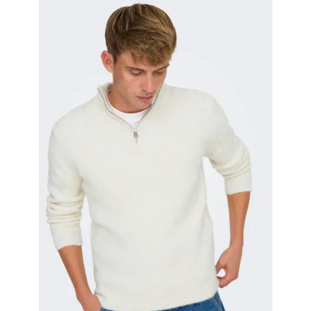 Gilet Zip Only & Sons Onstegan Wool Cloud Dancer - Reg Rosin