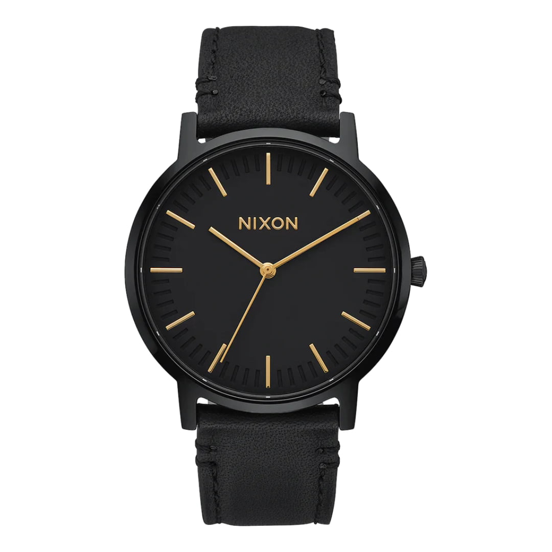 Montre Nixon Porter Leather All Black Gold - Insidshop.com