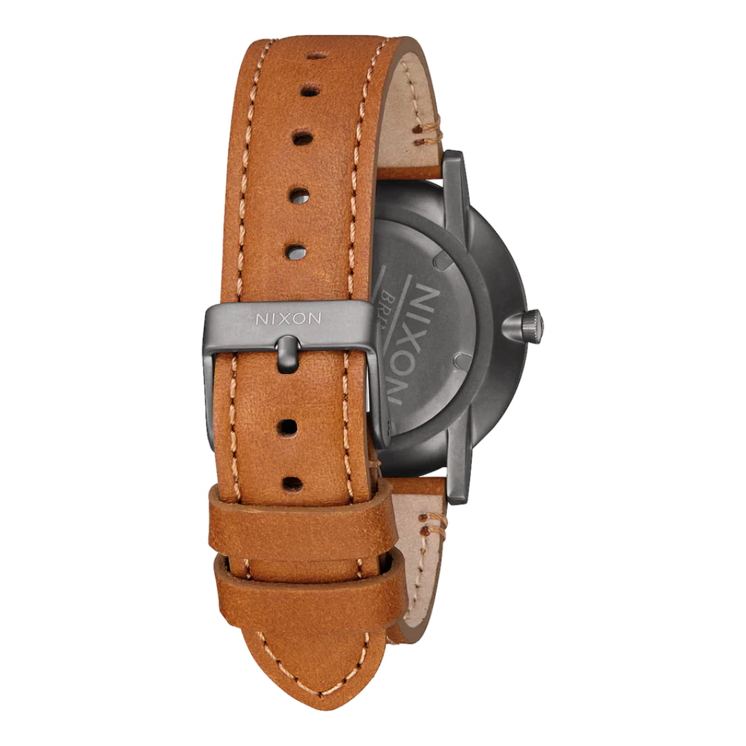Montre Nixon Porter Leather Gunmetal Charcoal Taupe