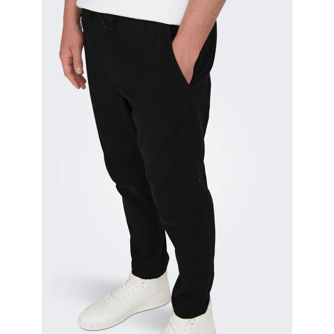 Pantalons en Lin Only & Sons Crop Cot Black - En Bright