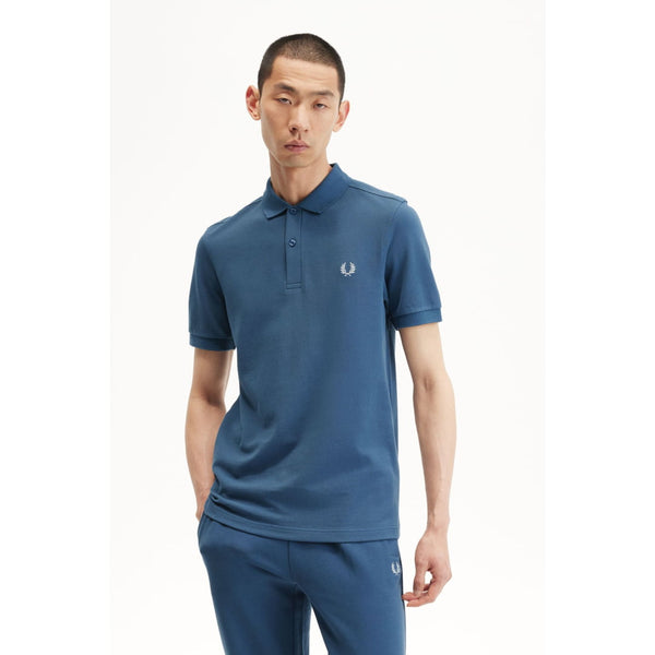 Polo Fred Perry Plain Midnight Blue Light Ice - White