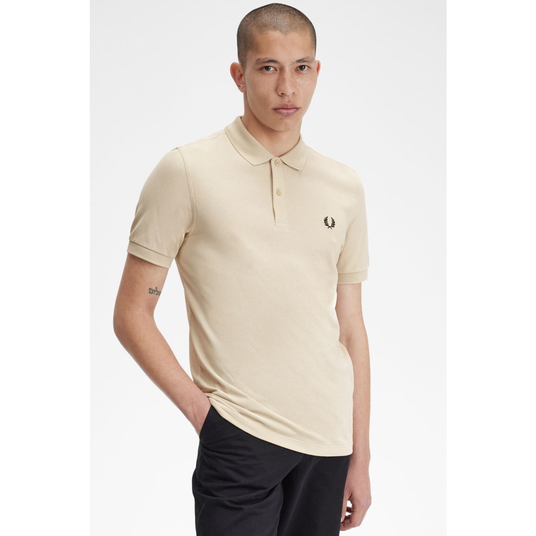 Polo Fred Perry Plain Oatmeal Black - White Insidshop.com