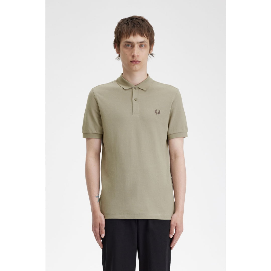 Polo Fred Perry Plain Warm Grey Brick - White Insidshop.com