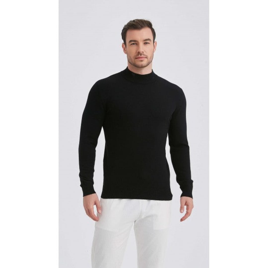 Pull Col Cheminé NOOS 6735 Noir - Chemise Noos 5044 Motif