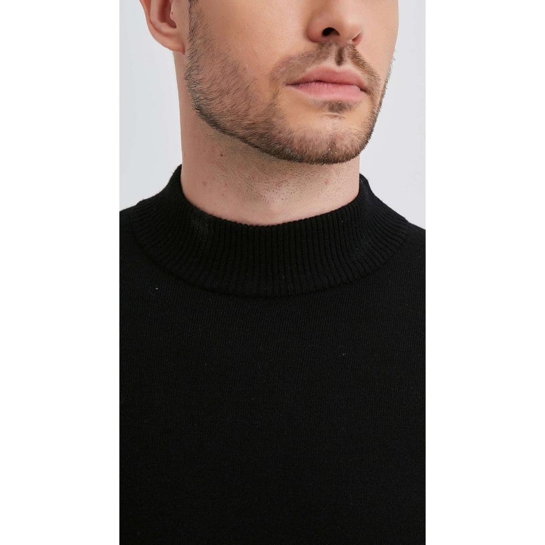 Pull Col Cheminé NOOS 6735 Noir - Chemise Noos 5044 Motif
