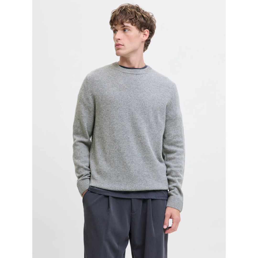 Pull Jack & Jones JPRBLULAMBSWOOL Knit Crew Medium Grey