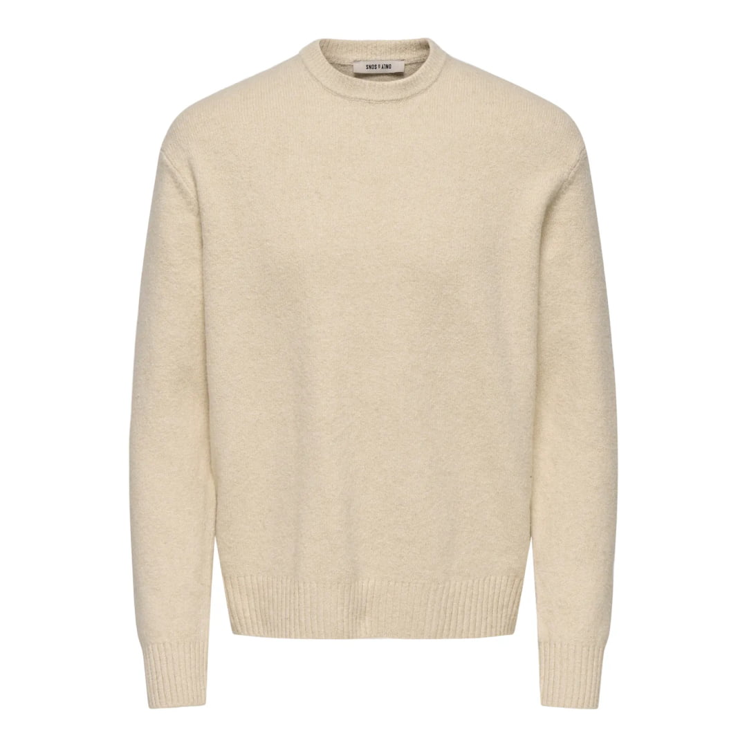 Pull Only & Sons Onsjames Rlx Crew Knit Oatmeal