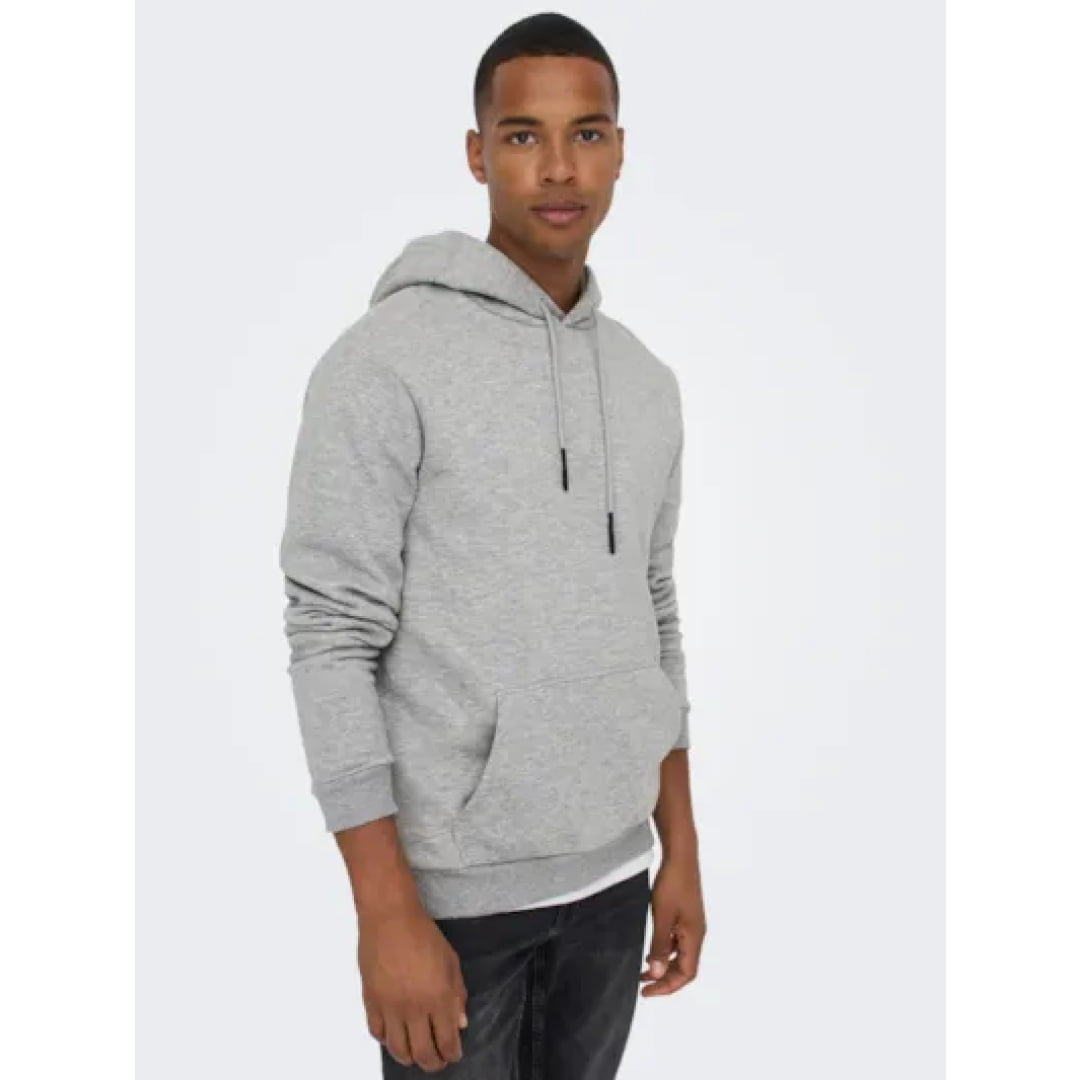 Sweat à Capuche Only & Sons Onsceres Light Grey Melange