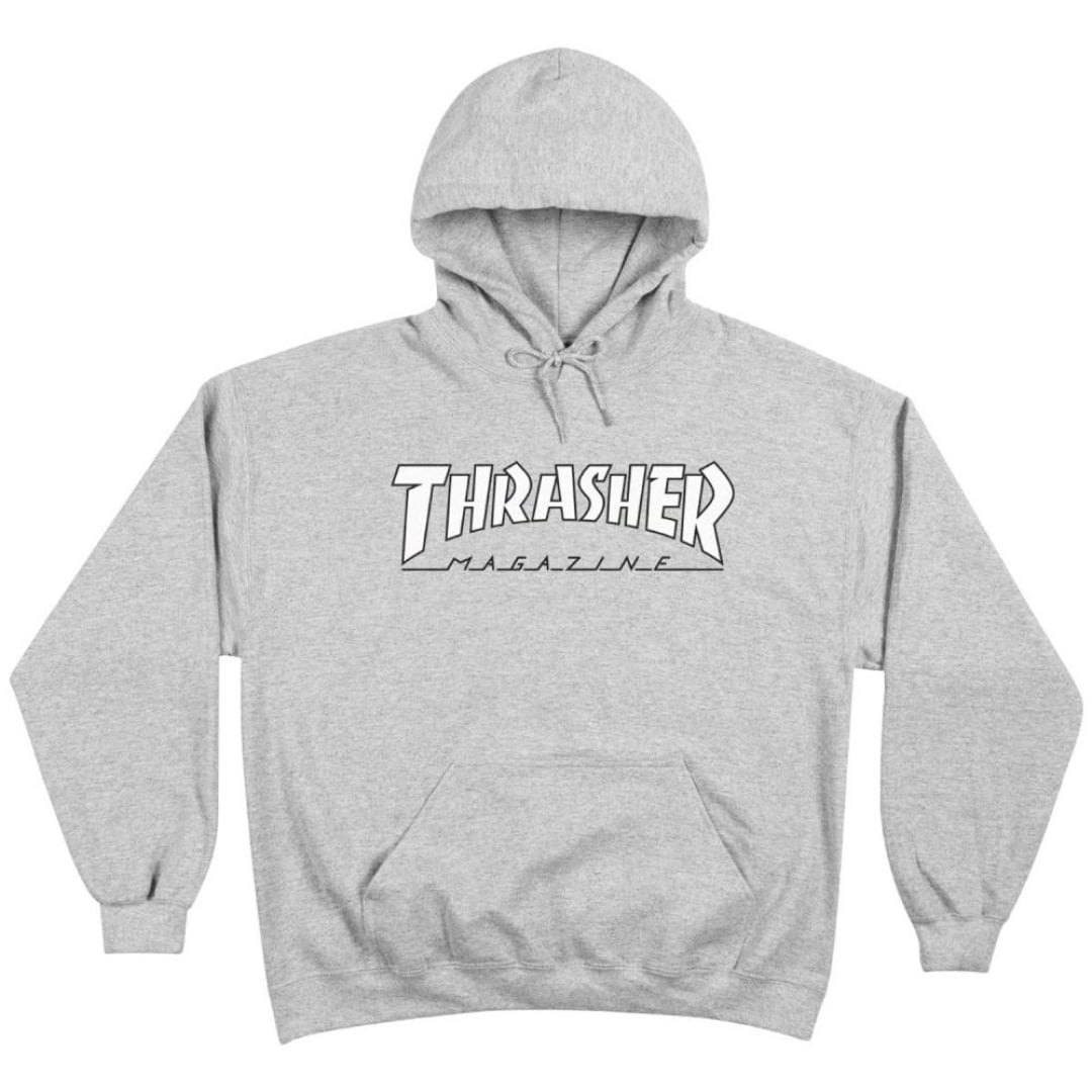 Sweat à Capuche Trasher Outlined Grey White – - Main Image