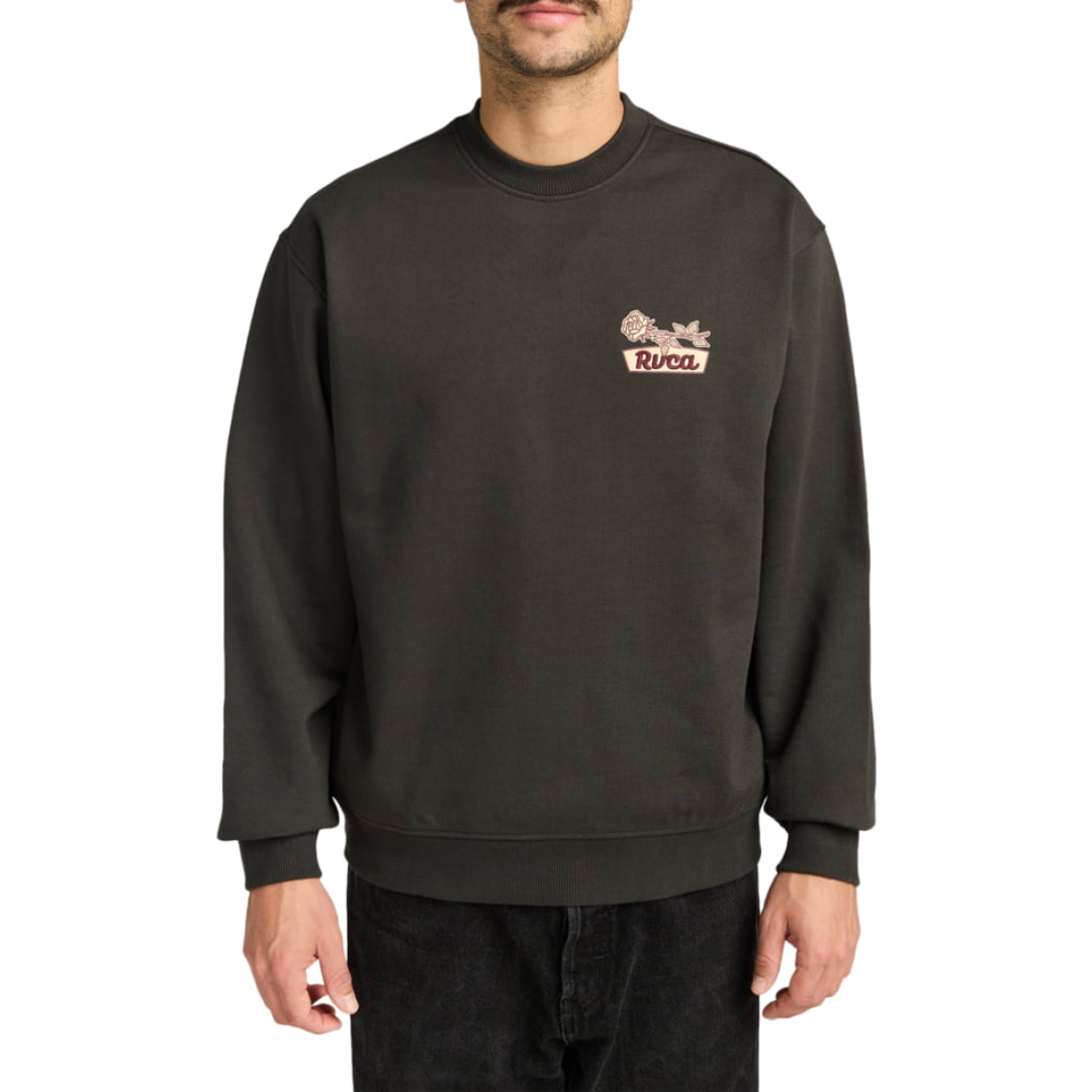 Sweat Col Rond RVCA Rose Sign Crew Fleece Pirate Black