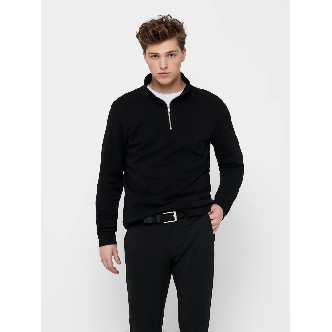 Sweat Zippé Only & Sons Onsceres Half Zip Black