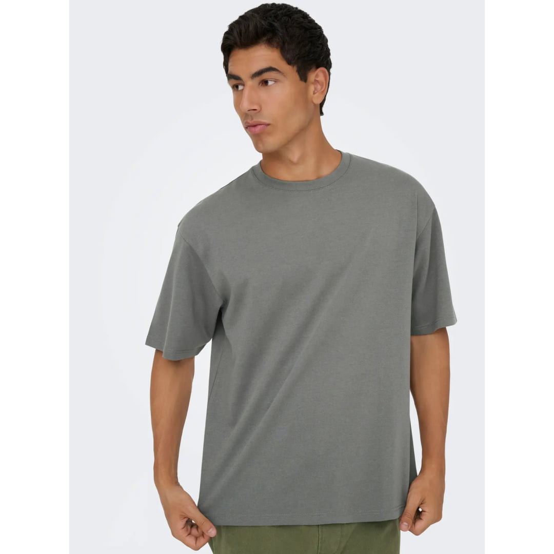 T-shirt Only & Sons Onscaspian Airflex Aut SS Castor Gray