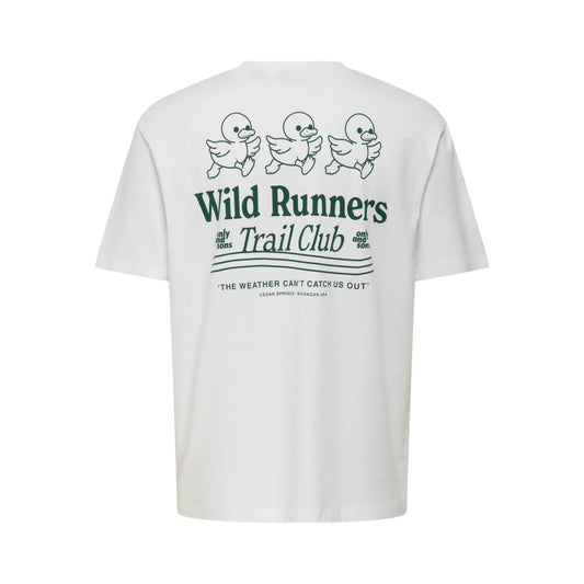 T shirt Only & Sons Onsfred Club Life Relax Bright White