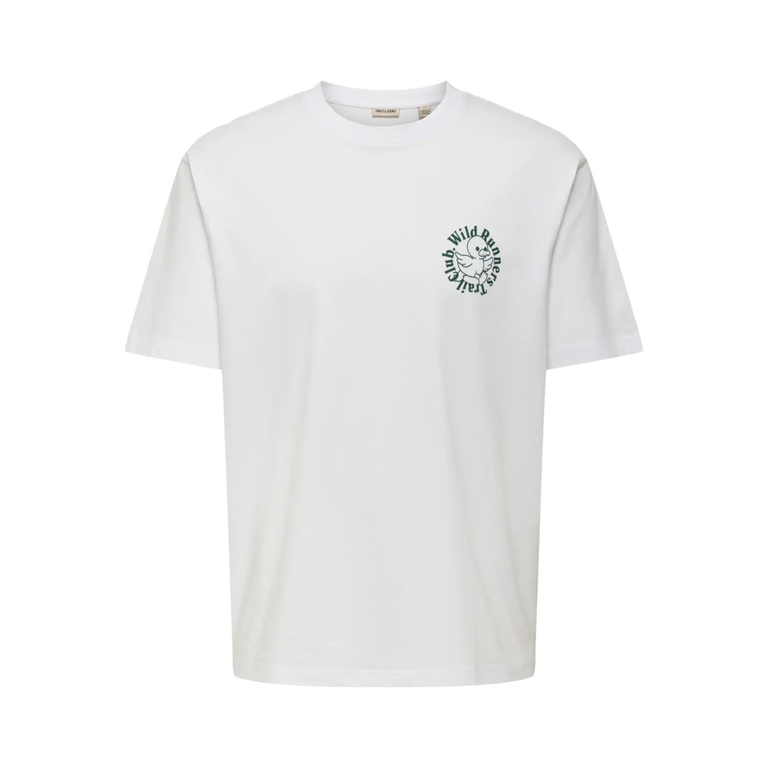 T shirt Only & Sons Onsfred Club Life Relax Bright White