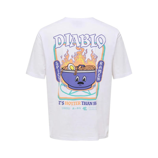 T-shirt Only & Sons Onskeane Relax Print Bright White Diablo