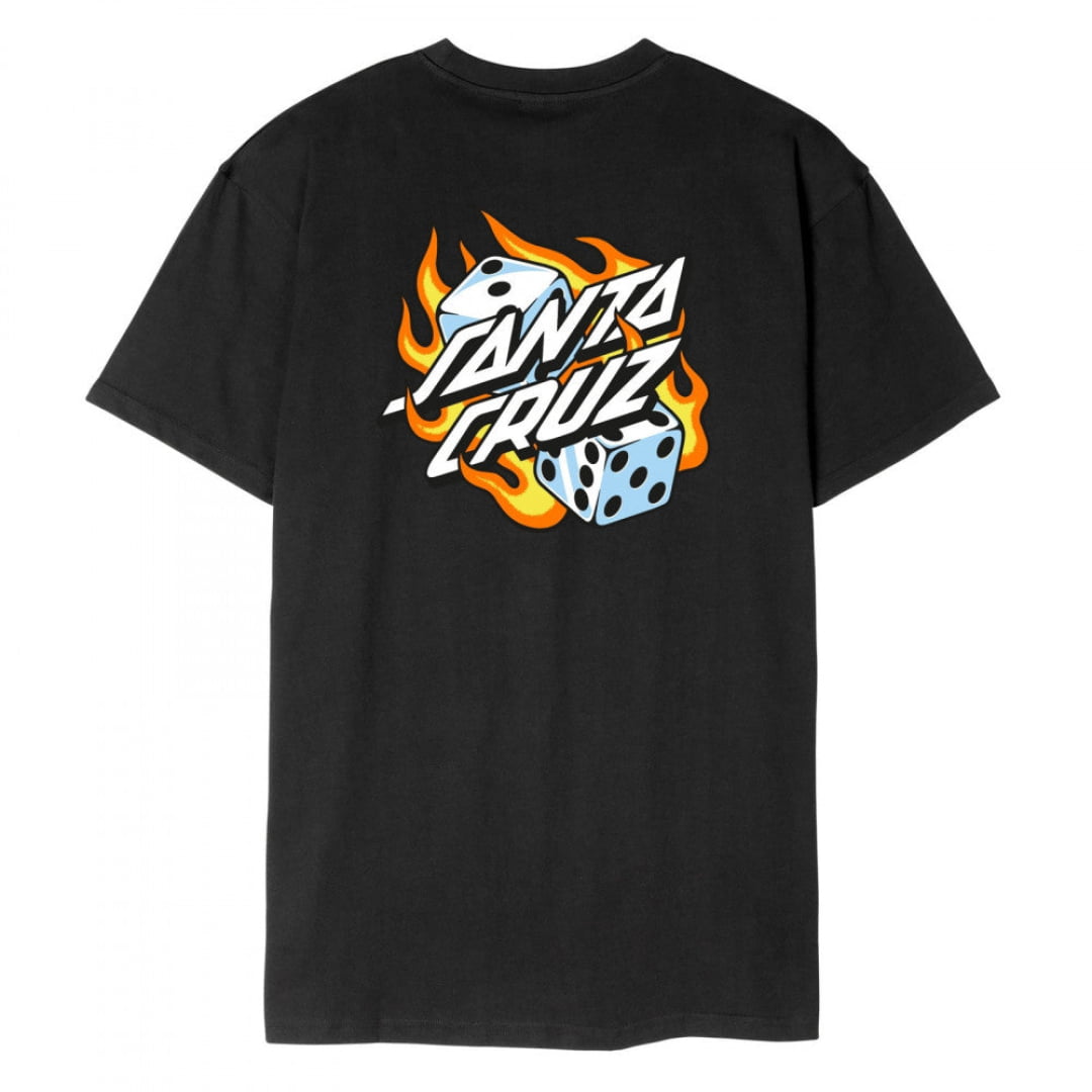 T-shirt Santa Cruz Flaming Dice Dot Chest Black