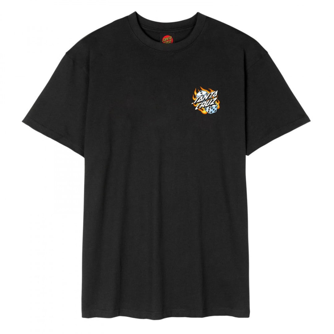 T-shirt Santa Cruz Flaming Dice Dot Chest Black