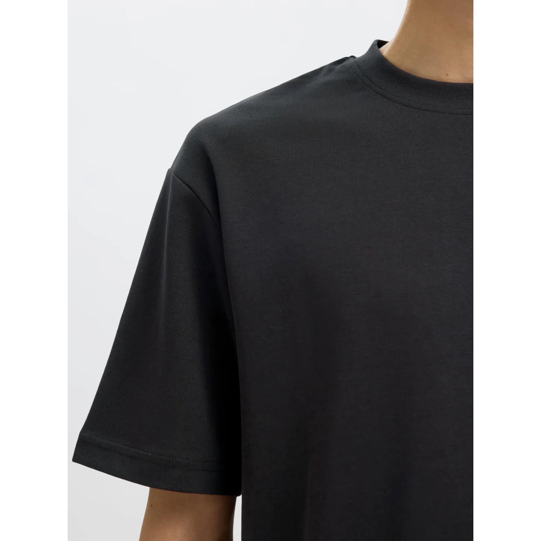 T-shirt Selected SLHLOOSEOSCAR SS O-Neck Black