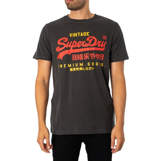 T-SHIRT SUPERDRY BLACK WASHED CLASSIC HERITAGE - T-shirt