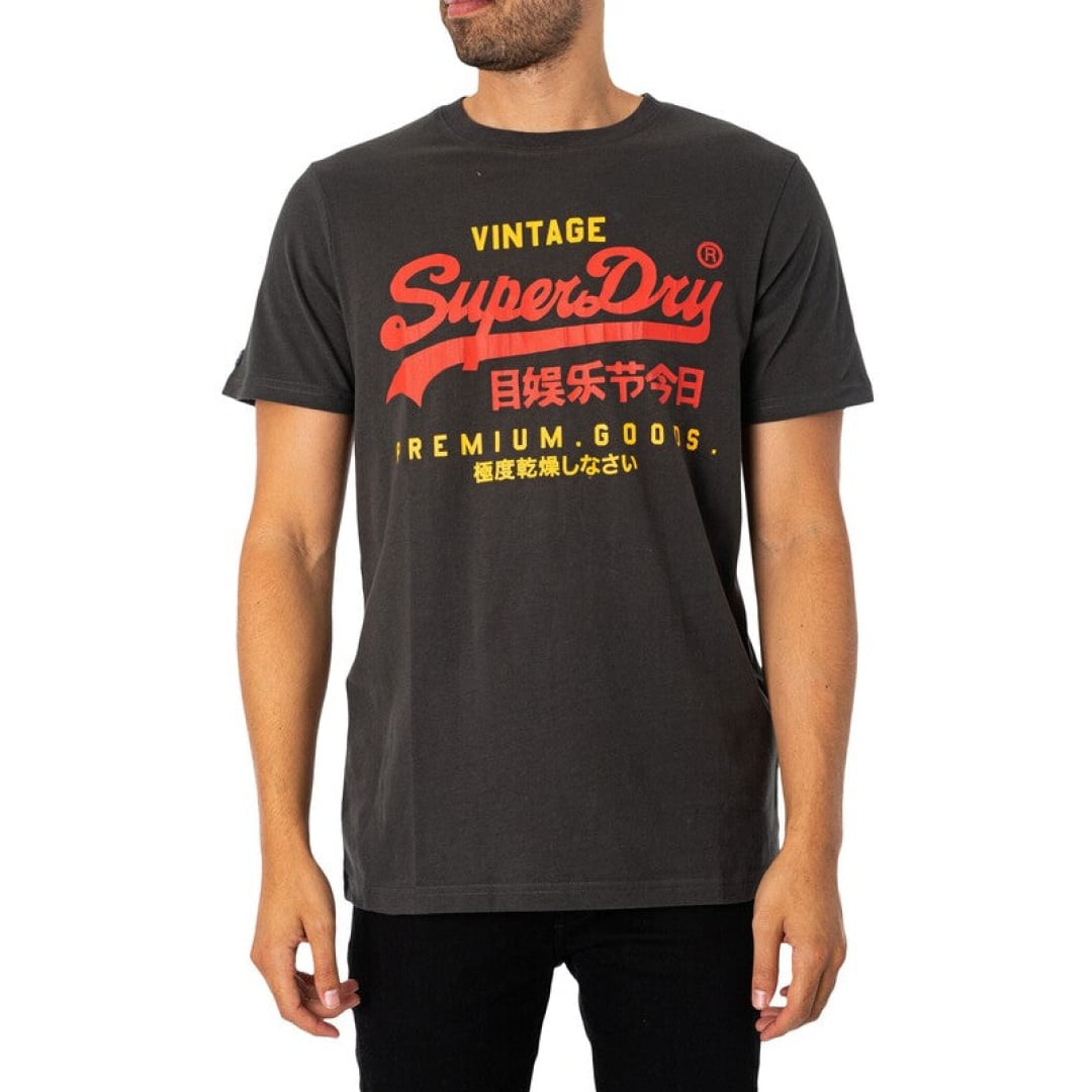 T-SHIRT SUPERDRY BLACK WASHED CLASSIC HERITAGE - T-shirt