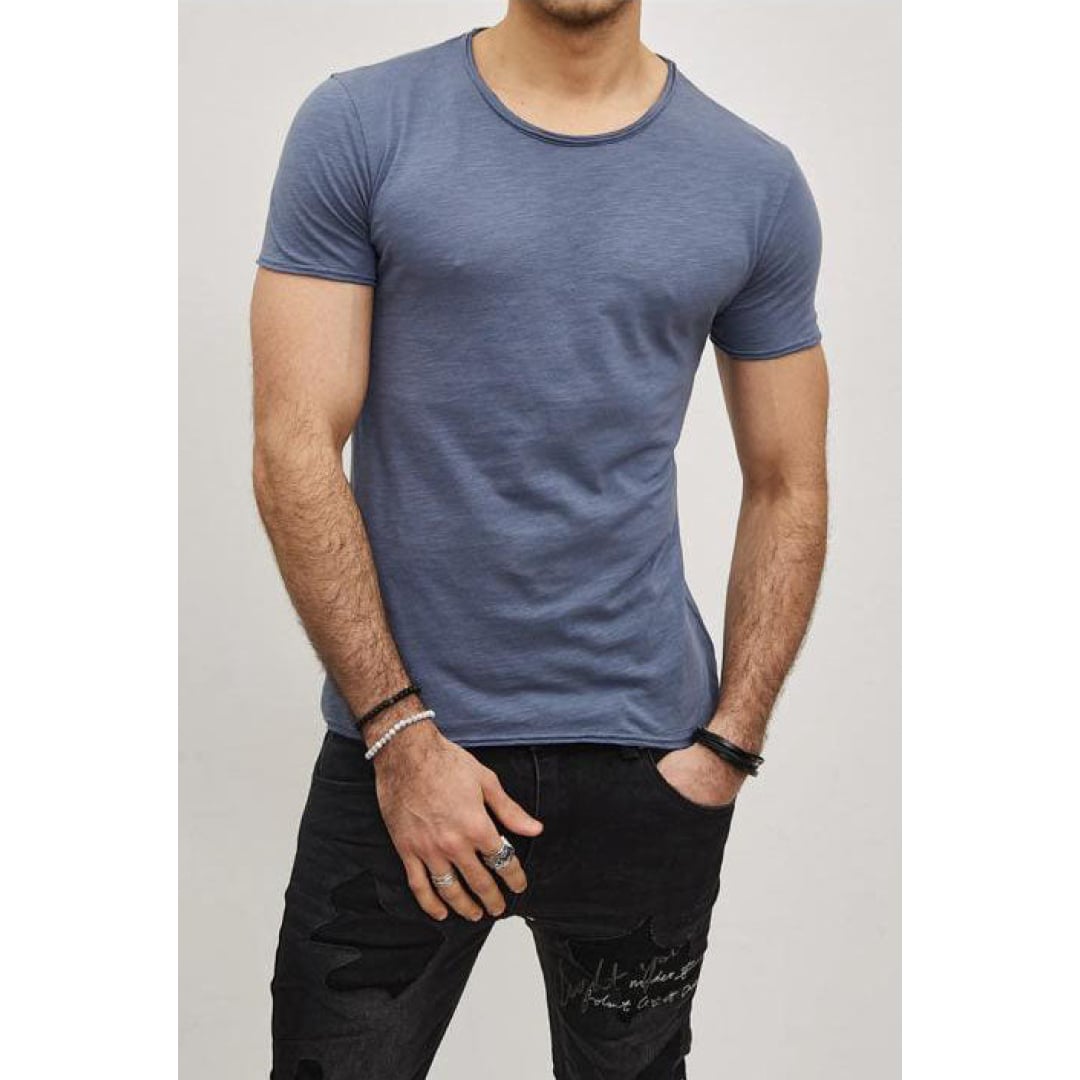 T-Shirt En Coton Biologique Bleu Marine Homme T-Shirt En Coton Biologique Bleu Marine Homme