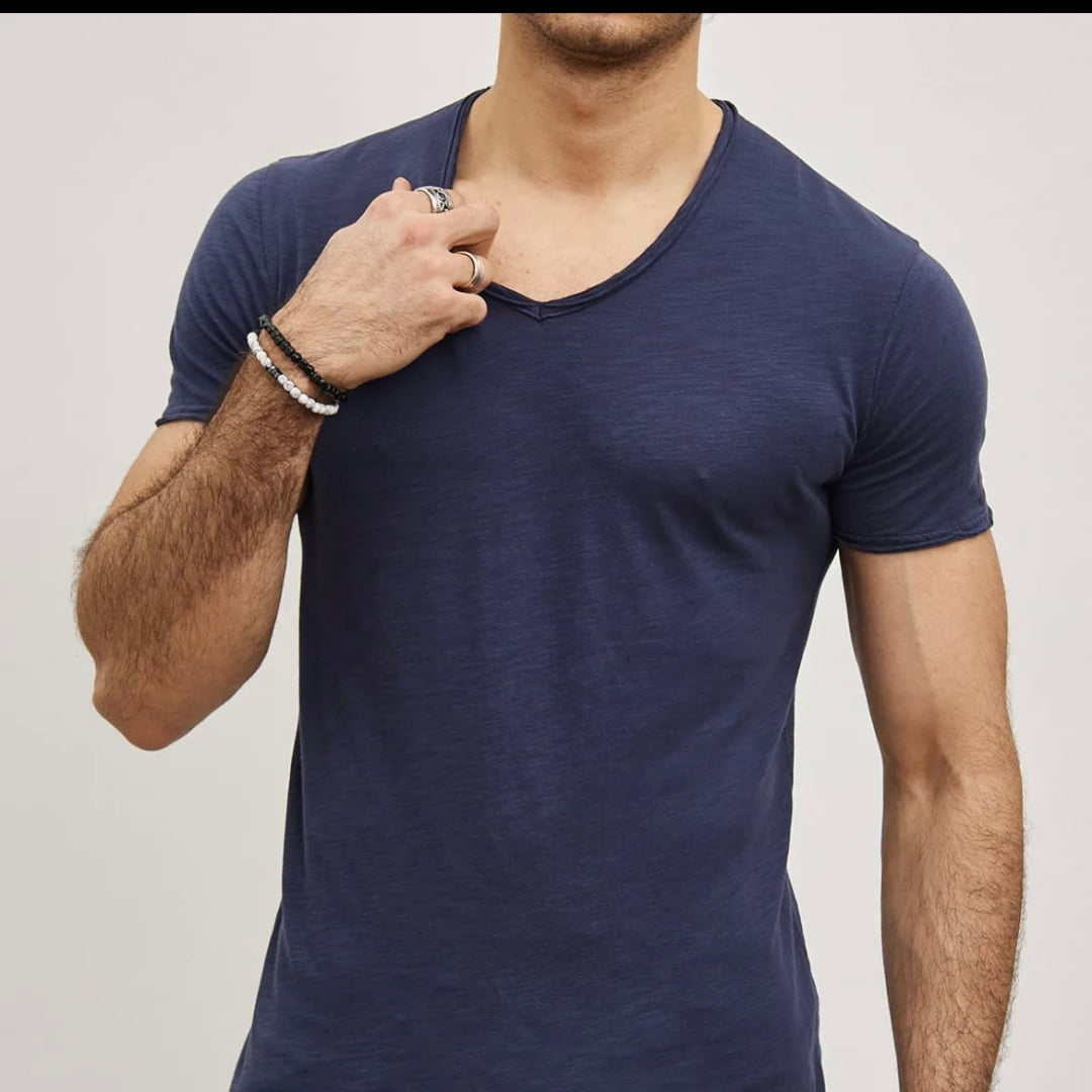 T-shirt Y.Two Col V F037 Dark Blue - Y.two v - Insidshop.com