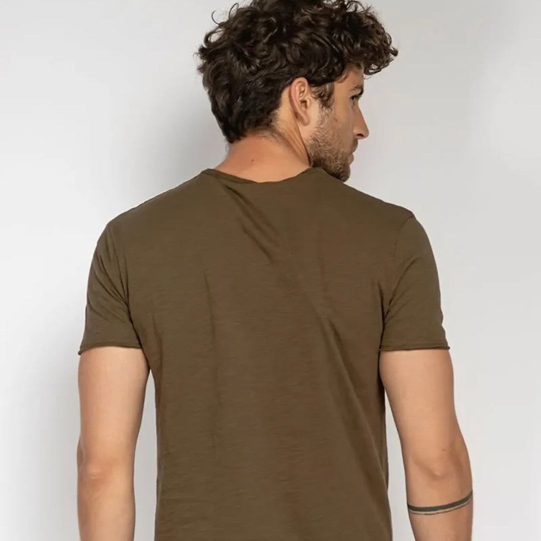 T-shirt Y.Two Col V F037 Kaki - Y.two v - Insidshop.com