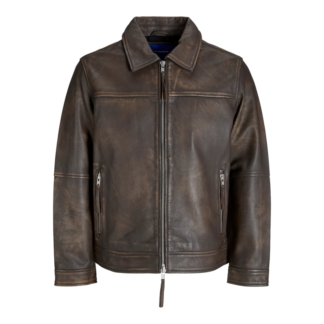 Veste en Cuir Jack & Jones JORCLEAN Chocolate Brown