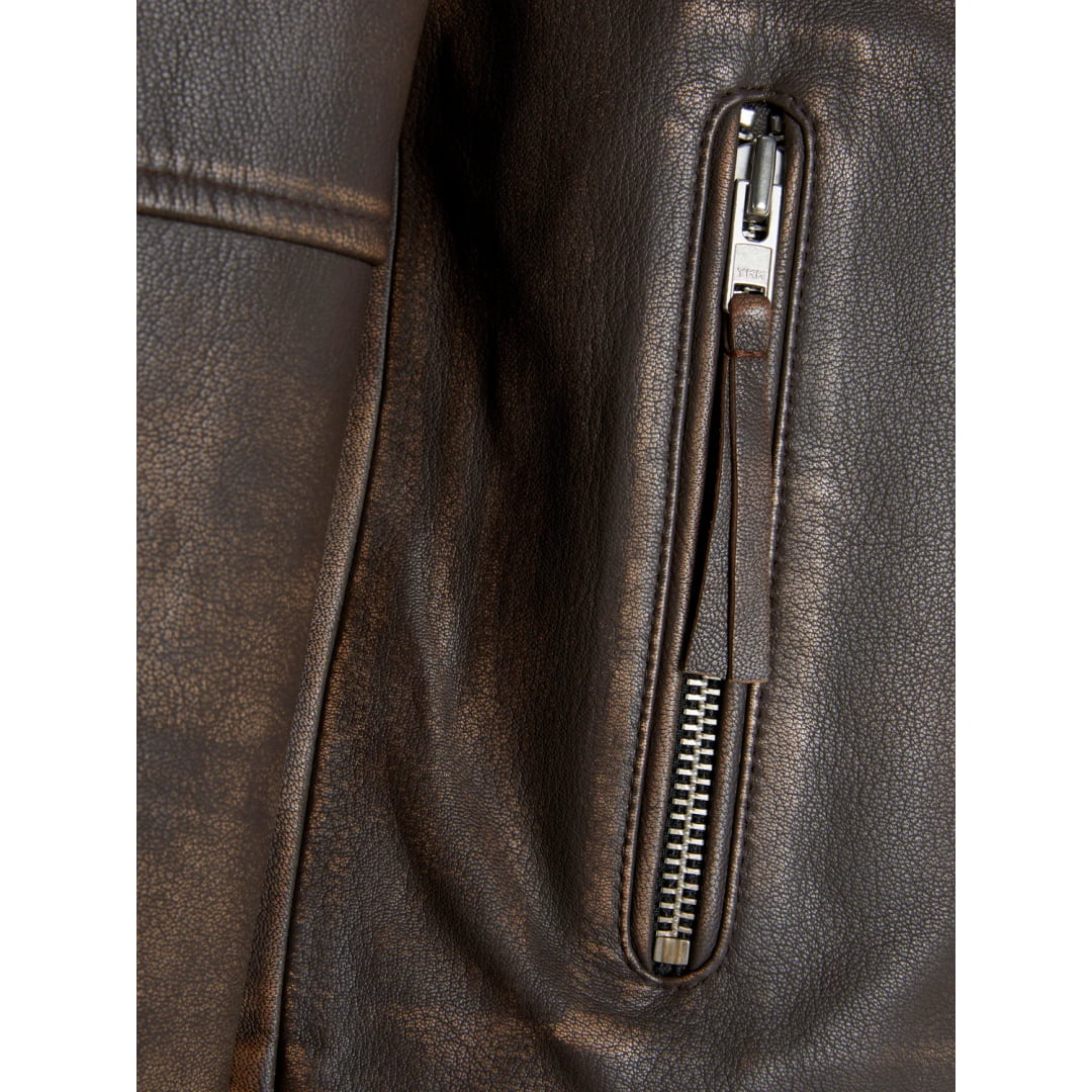 Veste en Cuir Jack & Jones JORCLEAN Chocolate Brown