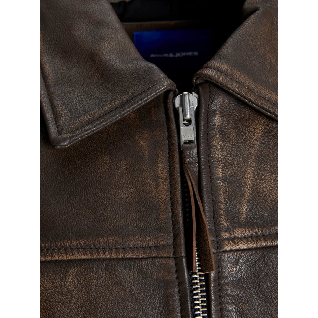 Veste en Cuir Jack & Jones JORCLEAN Chocolate Brown