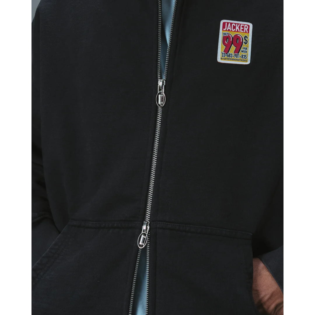 Veste Jacker Fearless Washed Hoodie Zip Black
