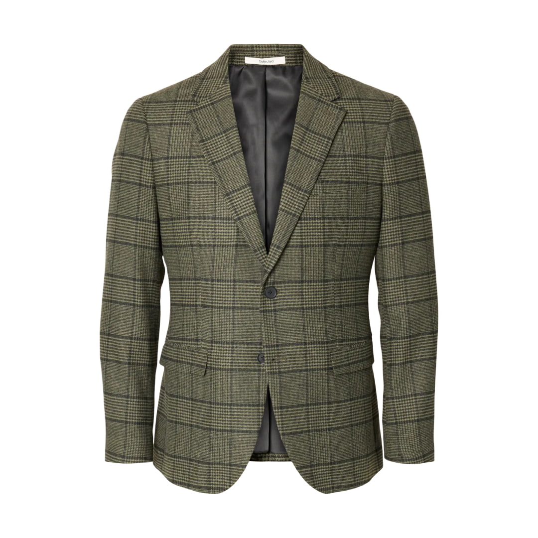 Veste Selected SLHSLIM-REED Wool Blend Dark Green Check