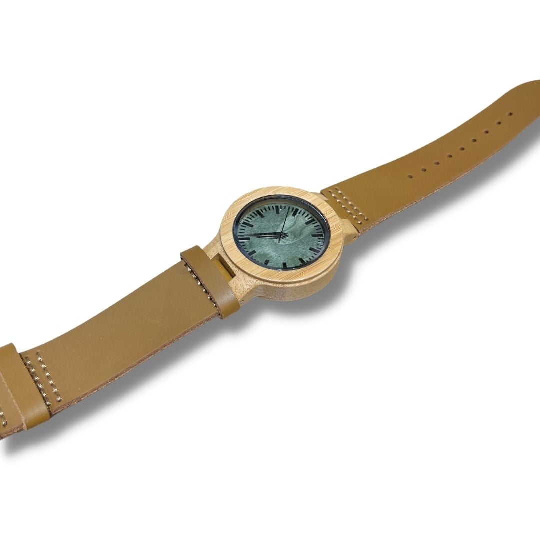 Montre Bois InsidShop Bracelet Cuir - Cuir Camel