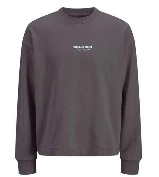 Sweat Col Rond Jack & Jones JORSURF UP Black Onyx